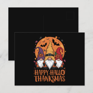 Halloween Christmas Happy HalloThanksMas Gnomes Postcard