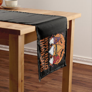 Halloween Christmas Happy HalloThanksMas Gnomes Short Table Runner