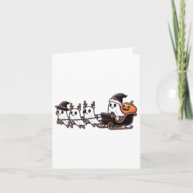 Halloween Christmas Santa's Reindeer Ghost Happy G Card (Front)