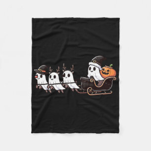 Halloween Christmas Santa's Reindeer Ghost Happy G Fleece Blanket