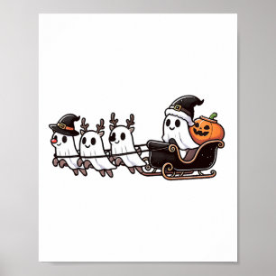 Halloween Christmas Santa's Reindeer Ghost Happy G Poster