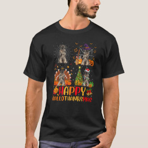 Halloween Christmas Schnauzer Dog Hallothanksmas T-Shirt