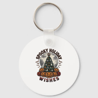 Halloween Christmas Shirt Vintage Pumpkin Tree_1 Key Ring