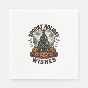 Halloween Christmas Shirt Vintage Pumpkin Tree_1 Napkin