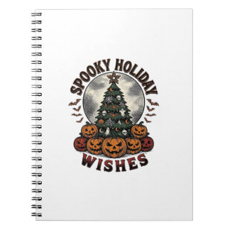 Halloween Christmas Shirt Vintage Pumpkin Tree_1 Notebook