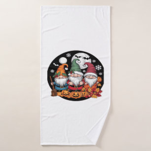 Halloween Christmas Thanksgiving Gnomes Classic T- Bath Towel