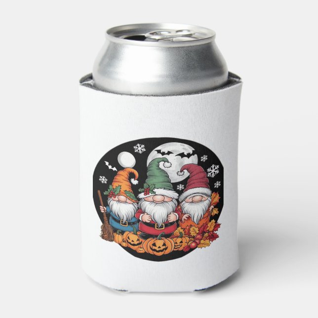 Halloween Christmas Thanksgiving Gnomes Classic T- Can Cooler (Can Front)