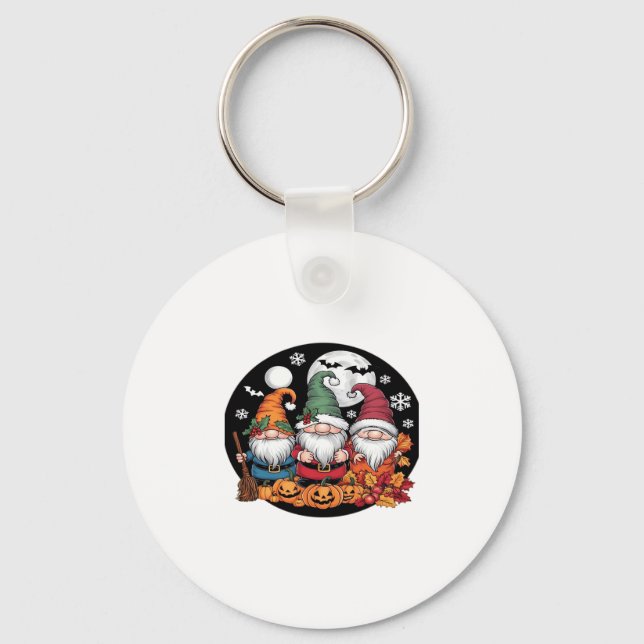 Halloween Christmas Thanksgiving Gnomes Classic T- Key Ring (Front)