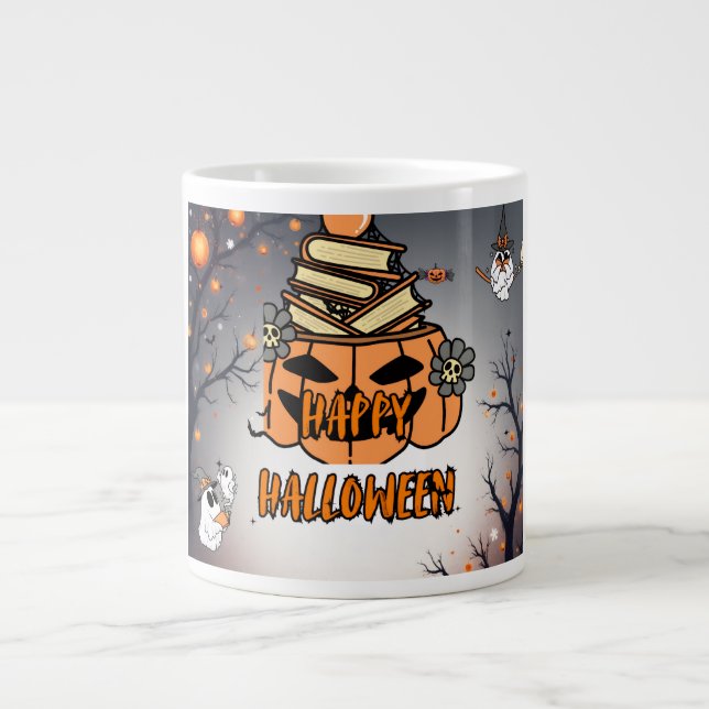 Halloween – citrouille sombre et sorcier large coffee mug (Front)
