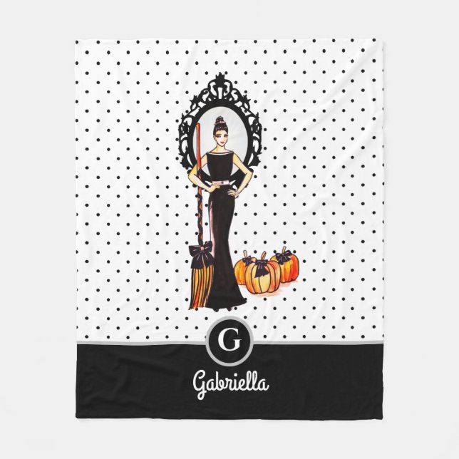 Halloween Classic Elegant Long Black Dress Fashion Fleece Blanket (Front)