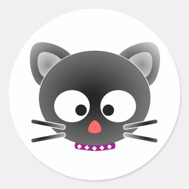 Halloween Classic Round Sticker/Cat Face Sticker (Front)