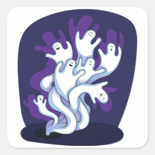Halloween Classic Round Sticker/Cute Ghost Square Sticker