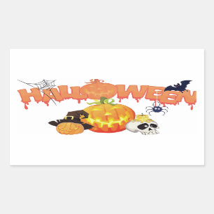 Halloween Classic Round Sticker/Happy Halloween Rectangular Sticker