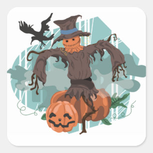Halloween Classic Round Sticker/Scarecrow Square Sticker