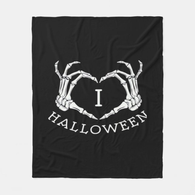 Halloween! Classic - Skeleton Hands Heart Fleece Blanket (Front)