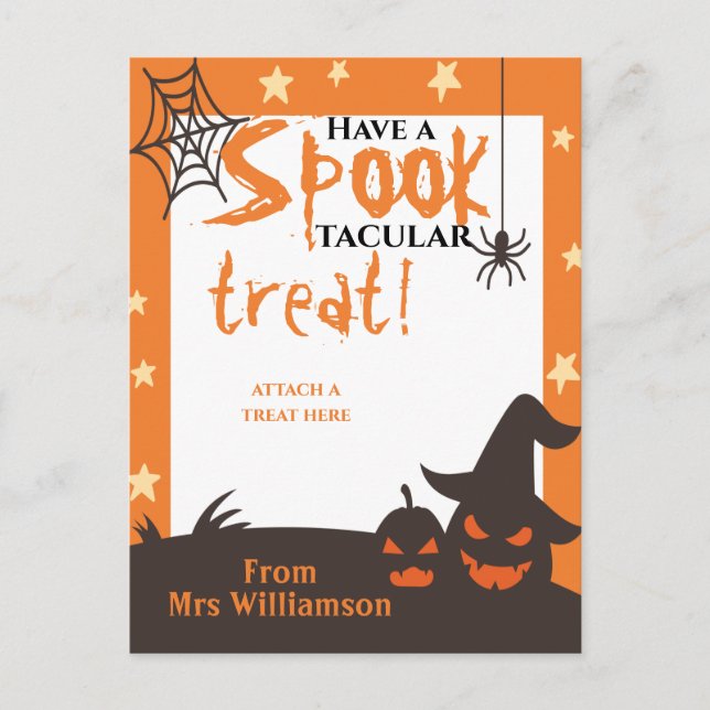 Halloween Classroom Trick or Treat Holder Postcard (Front)