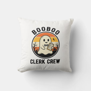Halloween Clerk BooBoo Ghost Crew Vintage_1 Cushion