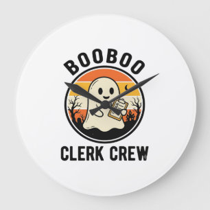 Halloween Clerk BooBoo Ghost Crew Vintage_1 Large Clock