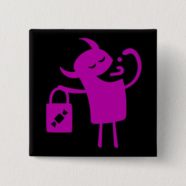 Halloween Clip Art Monster Trick or Treater Button (Front)