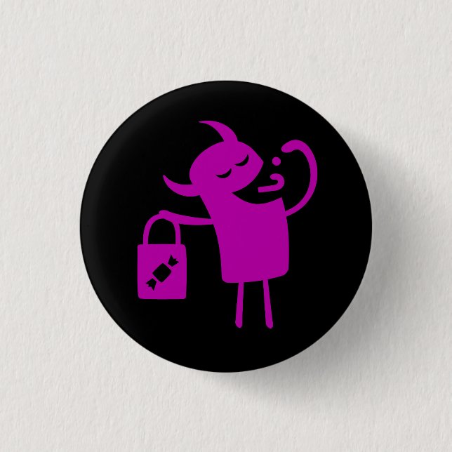 Halloween Clip Art Monster Trick or Treater Button (Front)