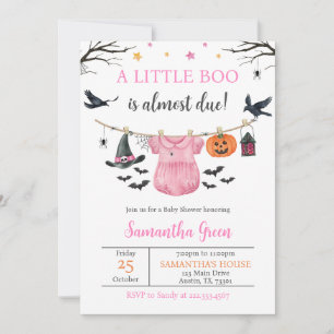 Halloween Clothes Little Boo Baby Shower Invitation