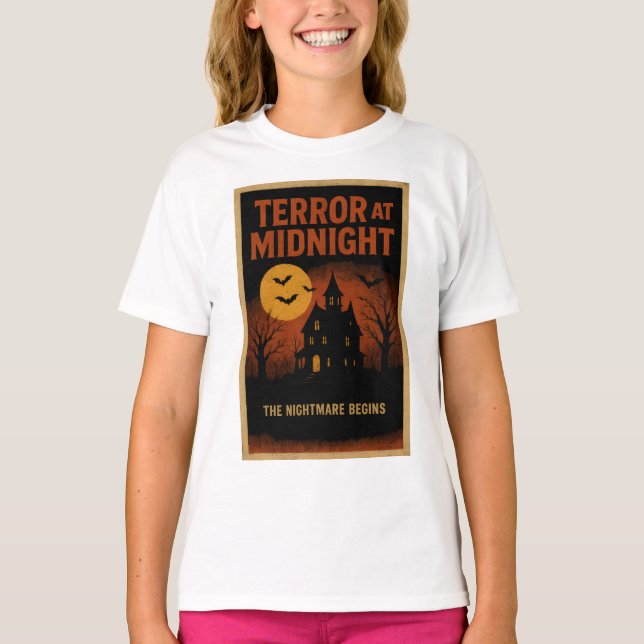 Halloween clothes retro Terror at Midnight Poster  T-Shirt (Front)
