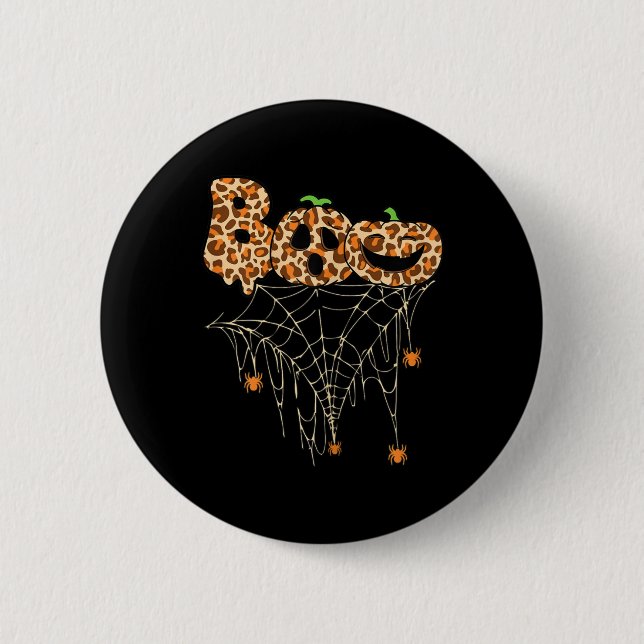 Halloween Clothes Spider Web Fall Pumpkin Cheetah  6 Cm Round Badge (Front)