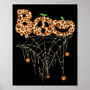 Halloween Clothes Spider Web Fall Pumpkin Cheetah Poster