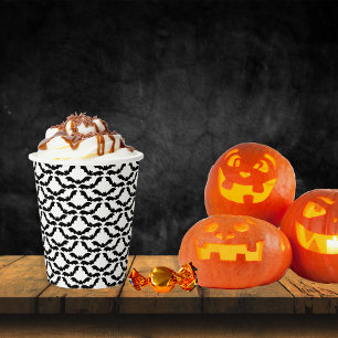 Halloween Cloud Colony of Bats in Black and White  Paper Cups