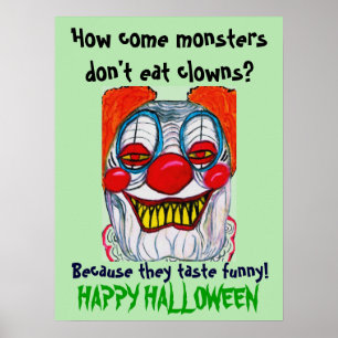 HALLOWEEN CLOWN FIEND joke poster