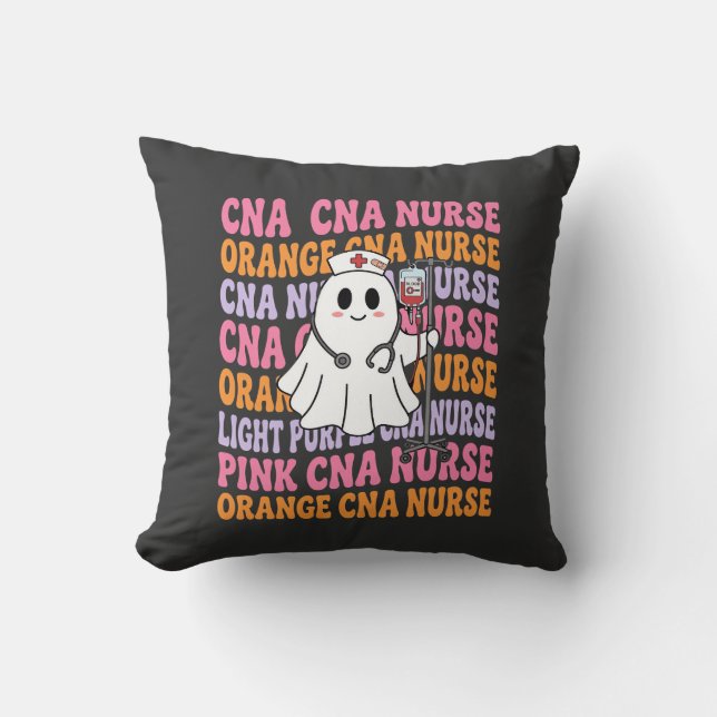 Halloween CNA Nurse Ghost Design Cushion (Front)