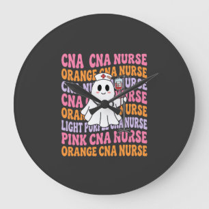 Halloween CNA Nurse Ghost Design Large Clock