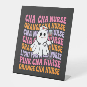 Halloween CNA Nurse Ghost Design Pedestal Sign