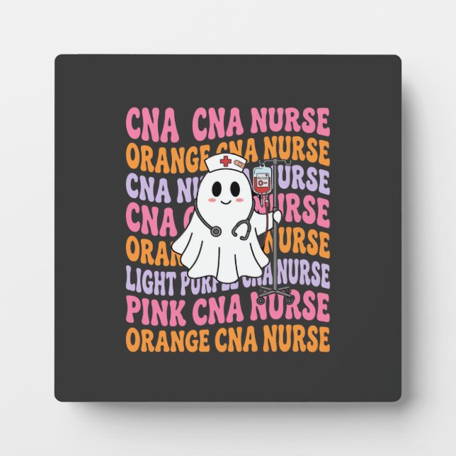 Halloween CNA Nurse Ghost Design Plaque (Front)