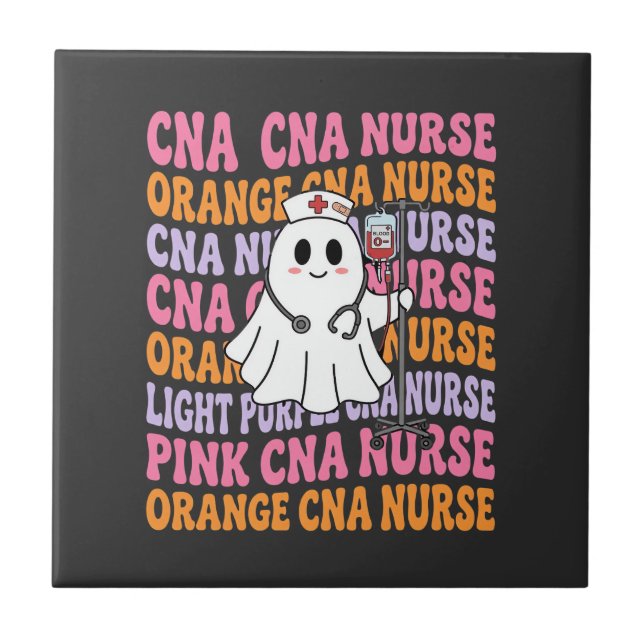 Halloween CNA Nurse Ghost Design Tile (Front)
