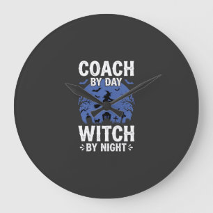 Halloween Coach by Day Witch by Night Design Large Clock