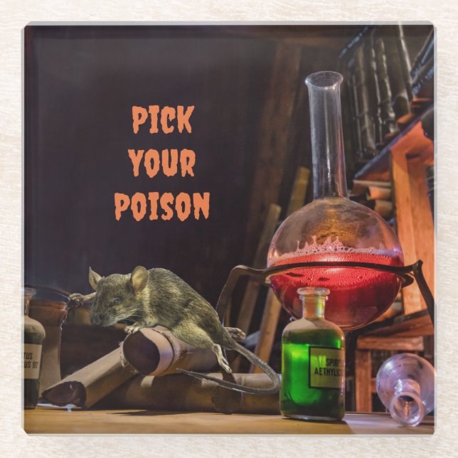 Halloween Coaster, Pick Your Poison Glass Coaster (Front)