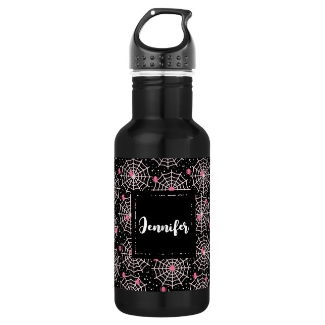 Halloween Cobwebs & Spiders Pattern 532 Ml Water Bottle (Front)