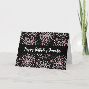 Halloween Cobwebs & Spiders Pattern Birthday Card