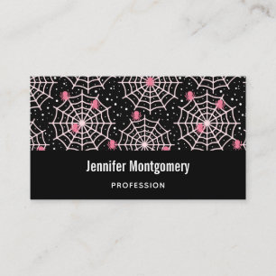 Halloween Cobwebs & Spiders Pattern Business Card
