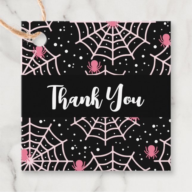 Halloween Cobwebs & Spiders Pattern Favour Tags (Front)