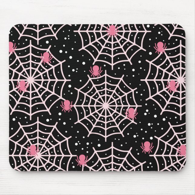 Halloween Cobwebs & Spiders Pattern Mouse Mat (Front)