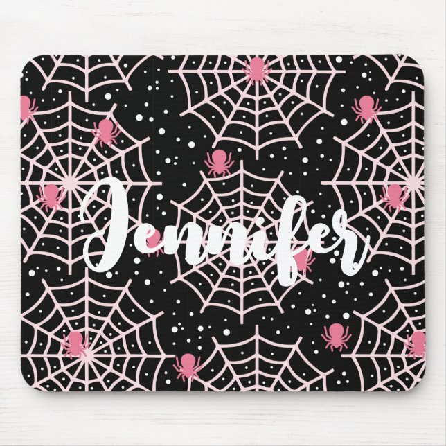 Halloween Cobwebs & Spiders Pattern Mouse Mat (Front)