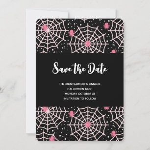Halloween Cobwebs & Spiders Pattern Save The Date