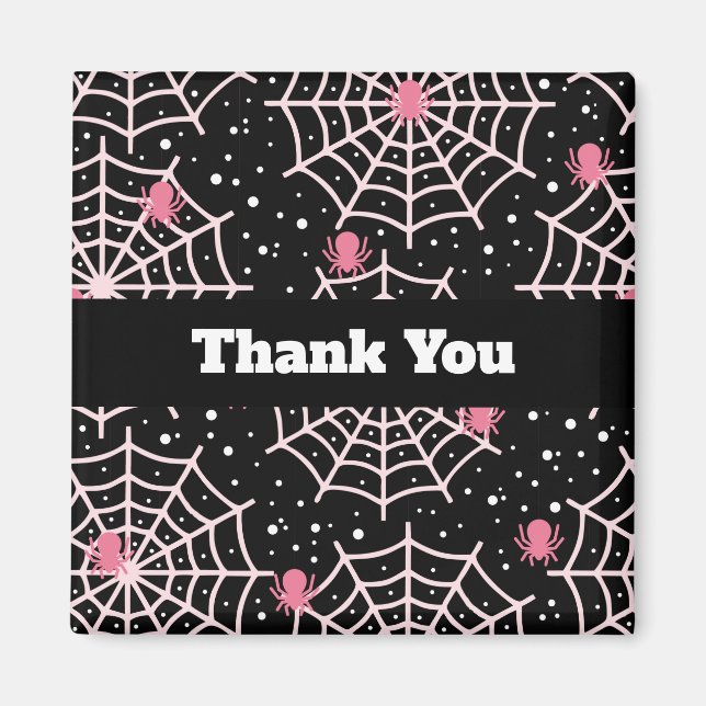 Halloween Cobwebs & Spiders Pattern Thank You Magnet (Front)