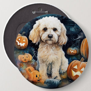 Halloween Cockapoo With Pumpkins Scary 6 Cm Round Badge