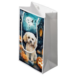 Halloween Cockapoo With Pumpkins Scary Small Gift Bag