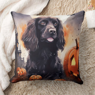 Halloween Cocker Spaniel With Pumpkins  Cushion