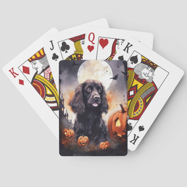 Halloween Cocker Spaniel With Pumpkins  Playing Cards (Back)
