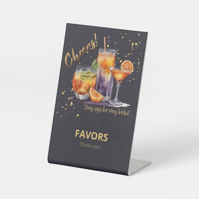 Halloween Cocktail Drinks Baby Shower Pedestal Sign (Front)